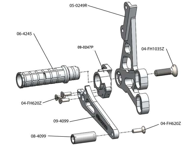 05-0249B 2007-08 Suzuki GSX-R1000 Complete Rearset - Image 3