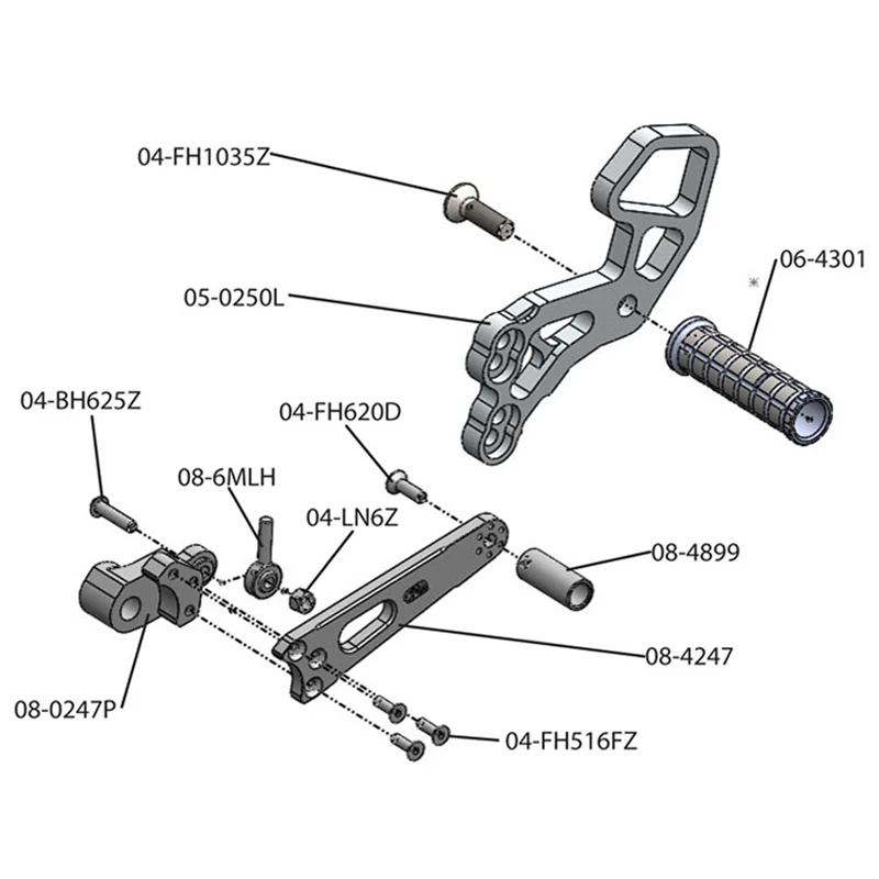 05-0250B Suzuki GSX-R600/750/1000 Rearset - Image 3