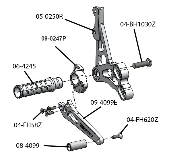 05-0250B Suzuki GSX-R600/750/1000 Rearset - Image 4