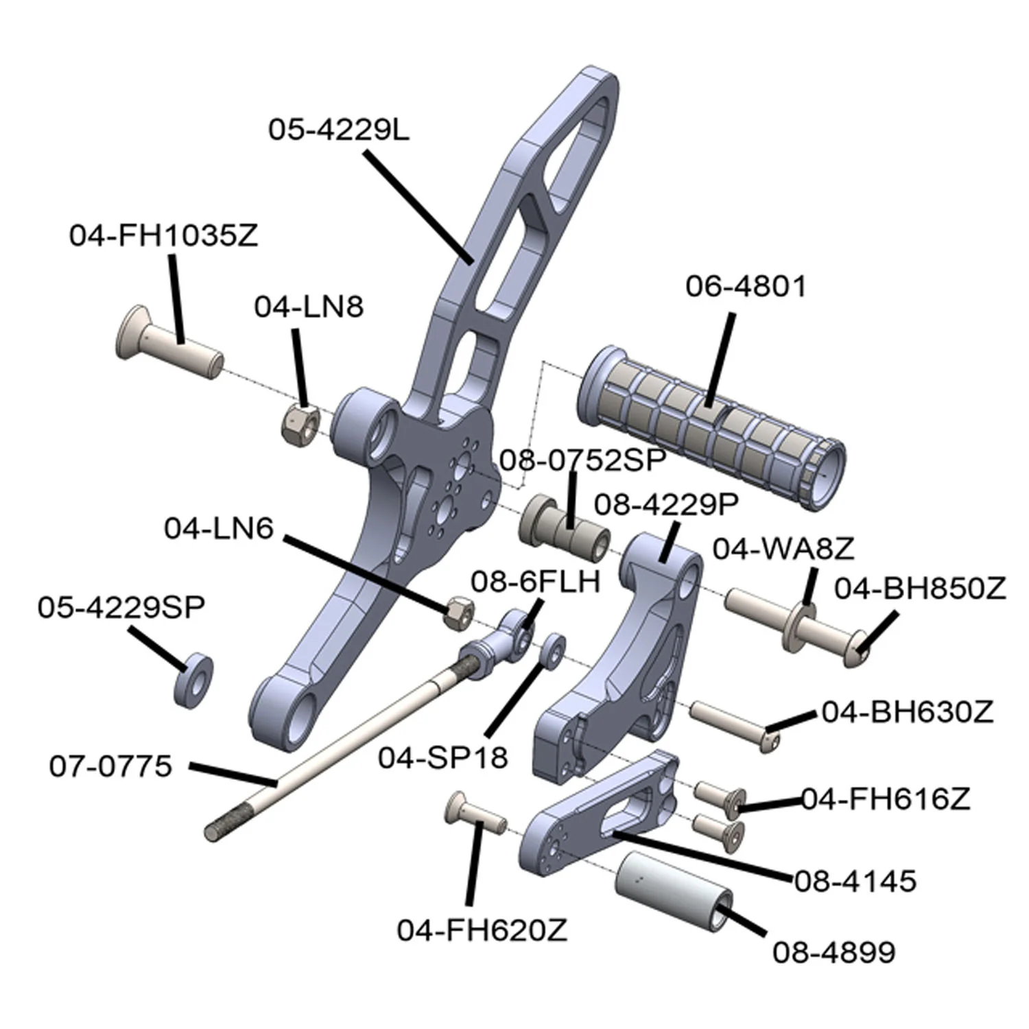 05-4229B Suzuki SV650 Rearset Complete - Image 4