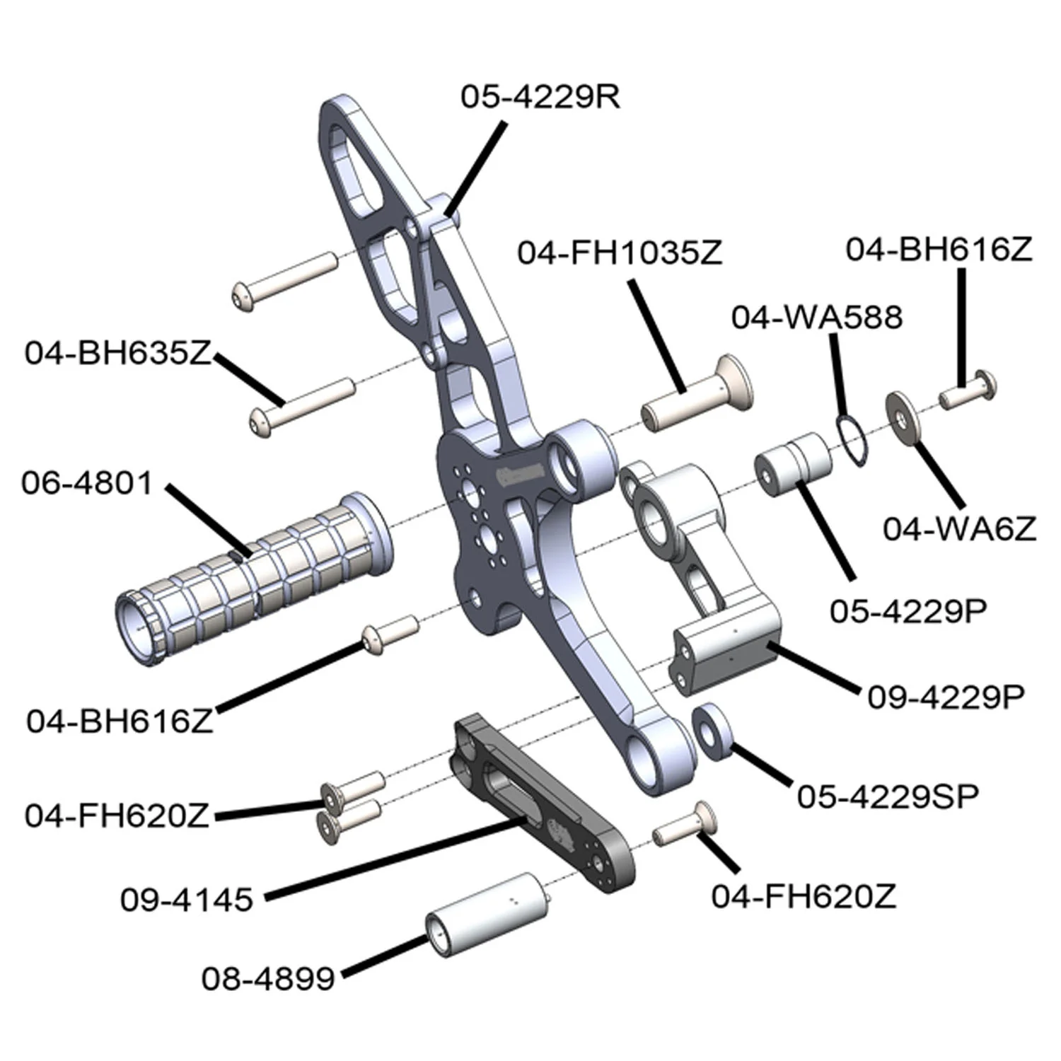 05-4229B Suzuki SV650 Rearset Complete - Image 5