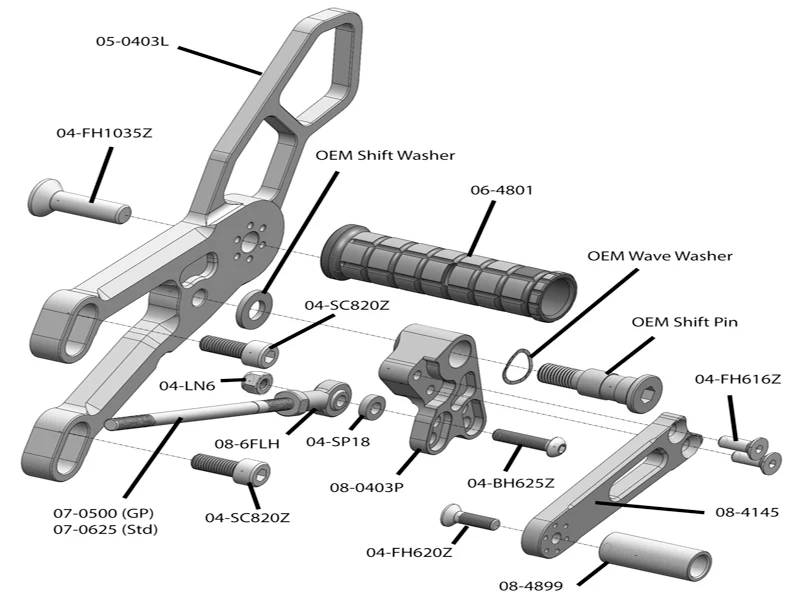 05-0404B Yamaha R3 Rearset  - GP Shift - Image 2