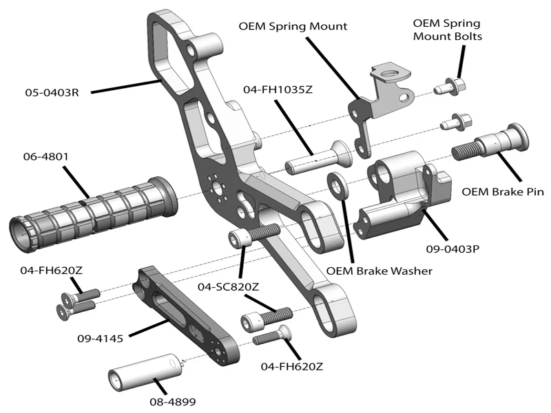 05-0404B Yamaha R3 Rearset  - GP Shift - Image 3