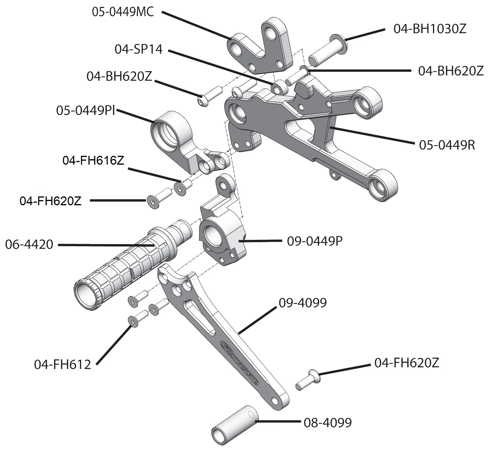 05-0449B 2006-16 Yamaha R6 Rearset  - GP Shift - Image 5