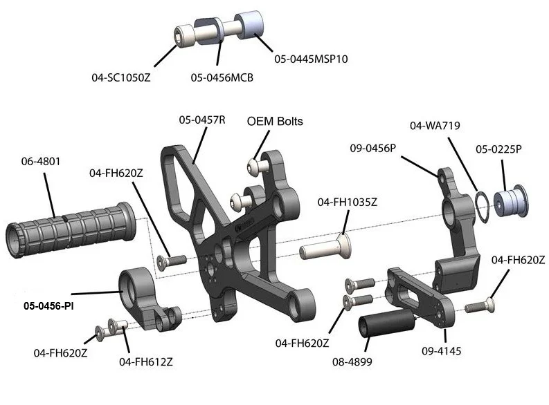 05-0457B Yamaha R6 Rearset  - GP Shift - Image 6