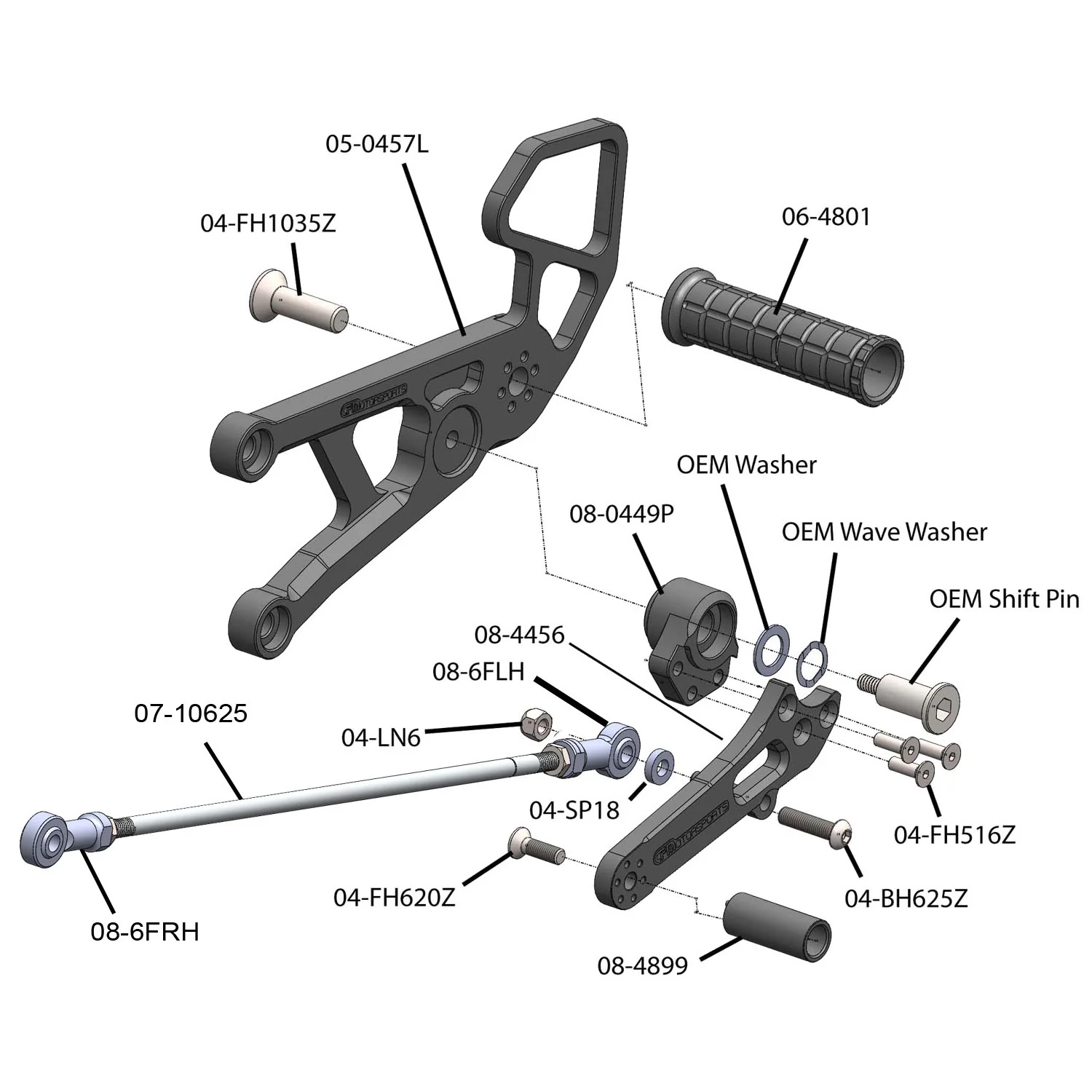 05-0457B Yamaha R6 Rearset  - GP Shift - Image 7