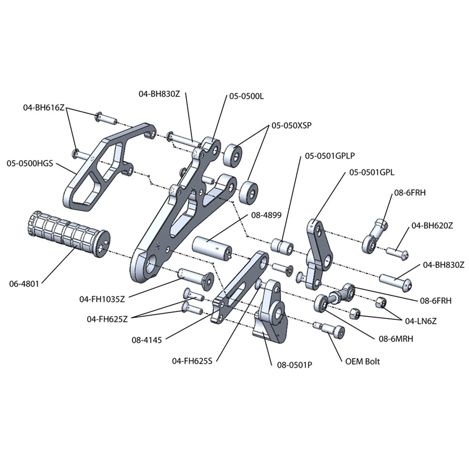 05-0501B 2006-12 Triumph Daytona 675 Rearset  - GP Shift - Image 6