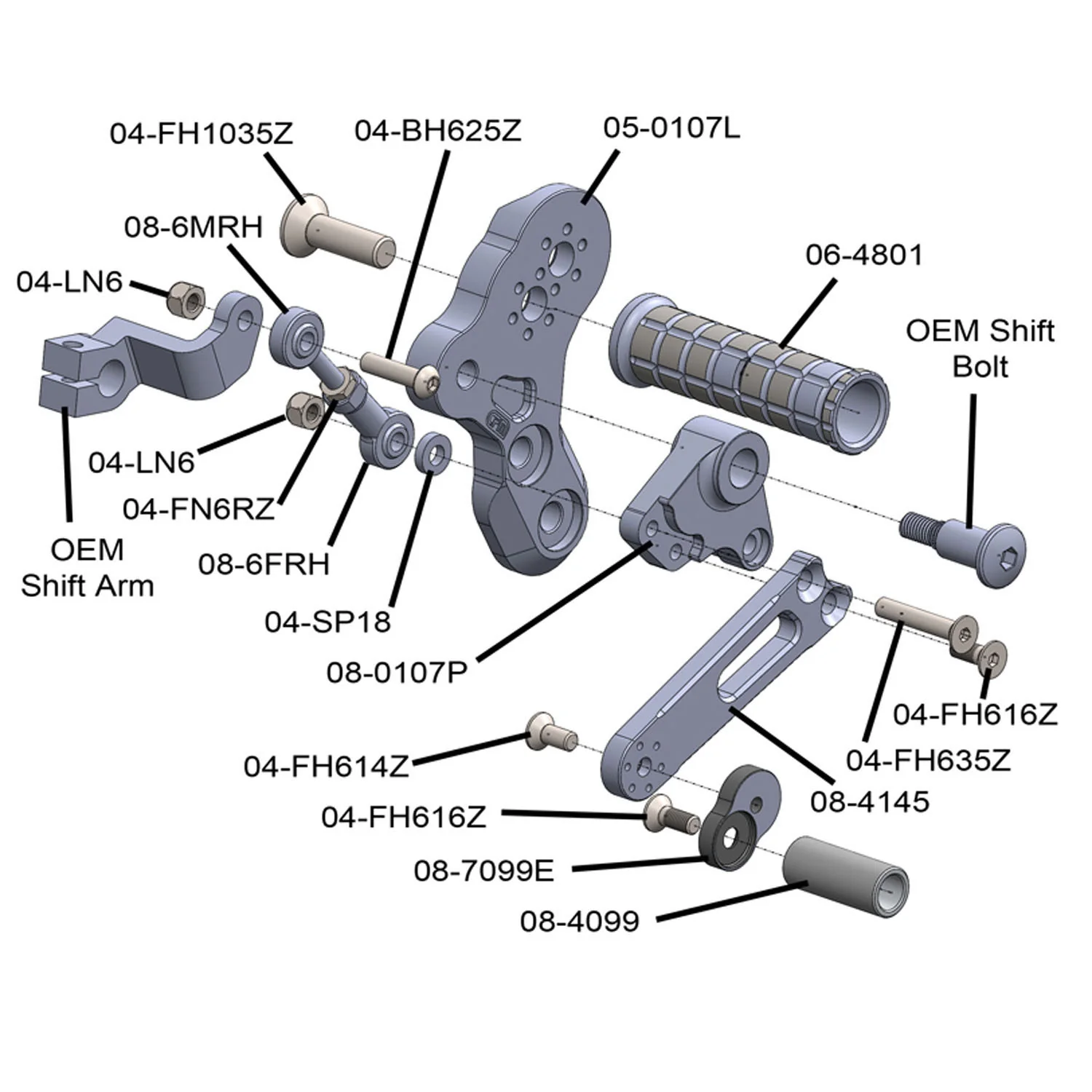05-0108B Kawasaki Z125 Rearset Complete - GP Shift - Image 3