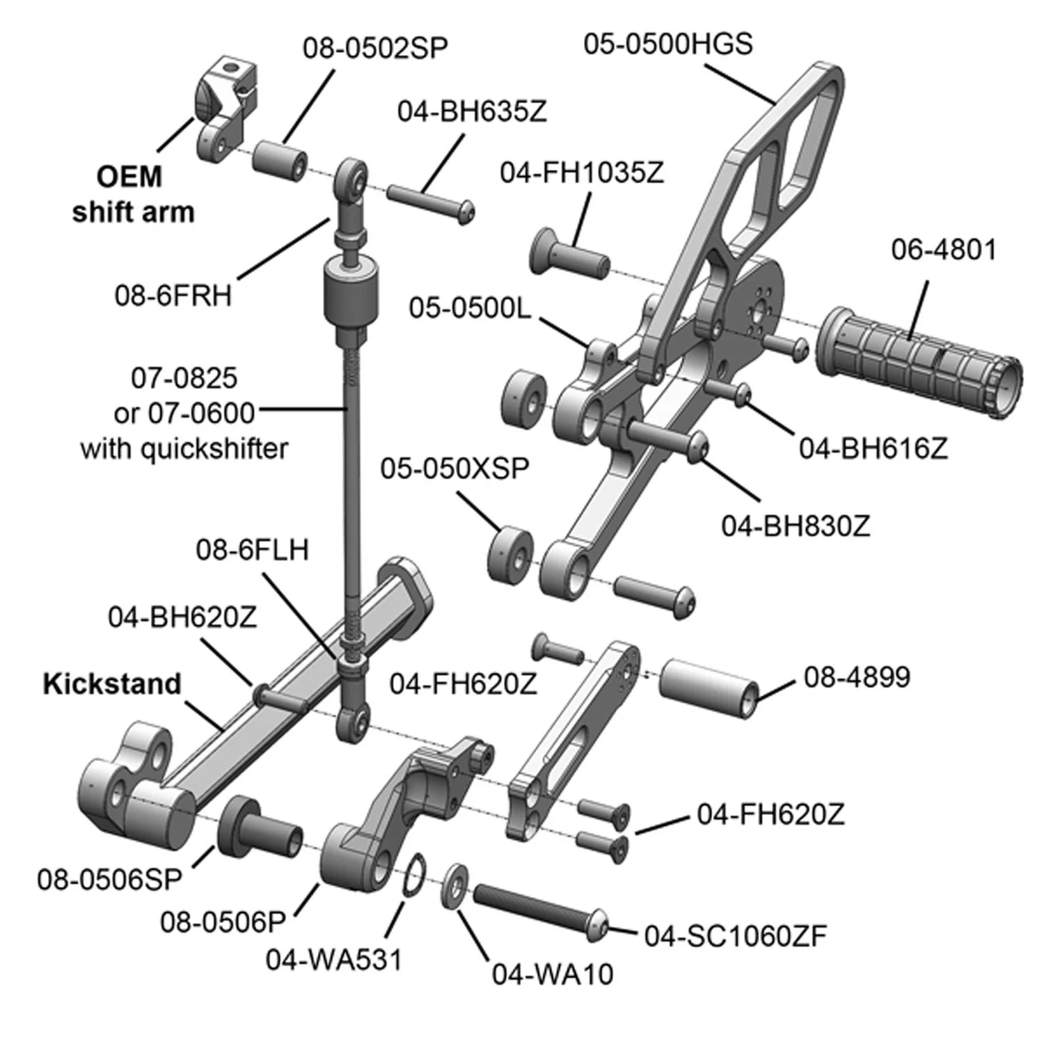 05-0506B Triumph Daytona 675 Rearset  - GP Shift w/o QS - Image 4