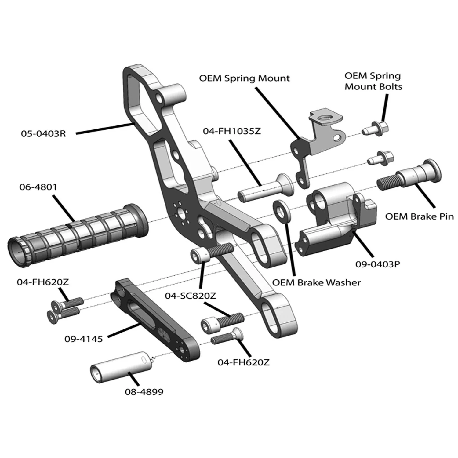 05-0403B Yamaha R3 Rearset  - STD Shift - Image 5