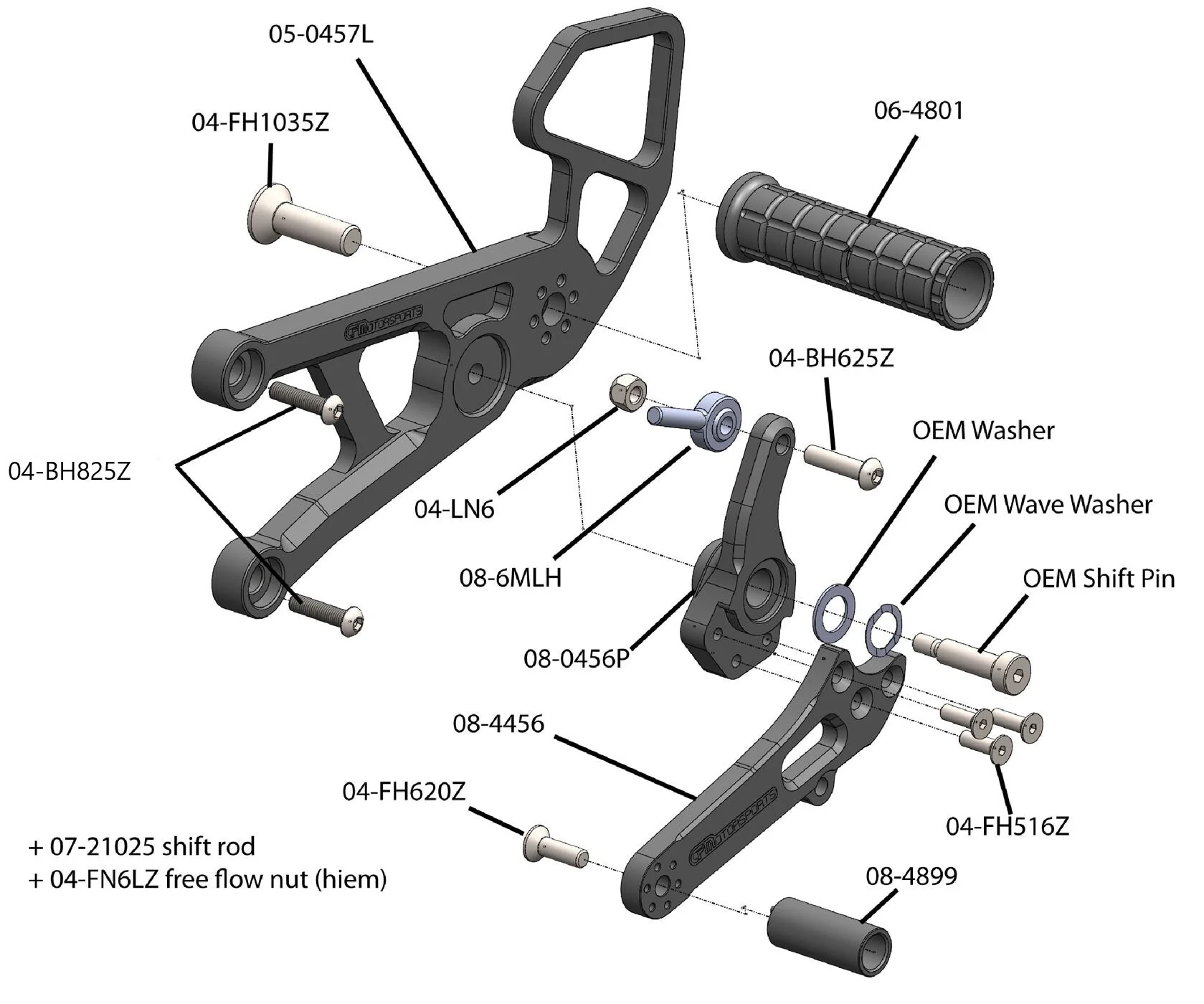 05-0456B Yamaha R6 Rearset - STD Shift - Image 6