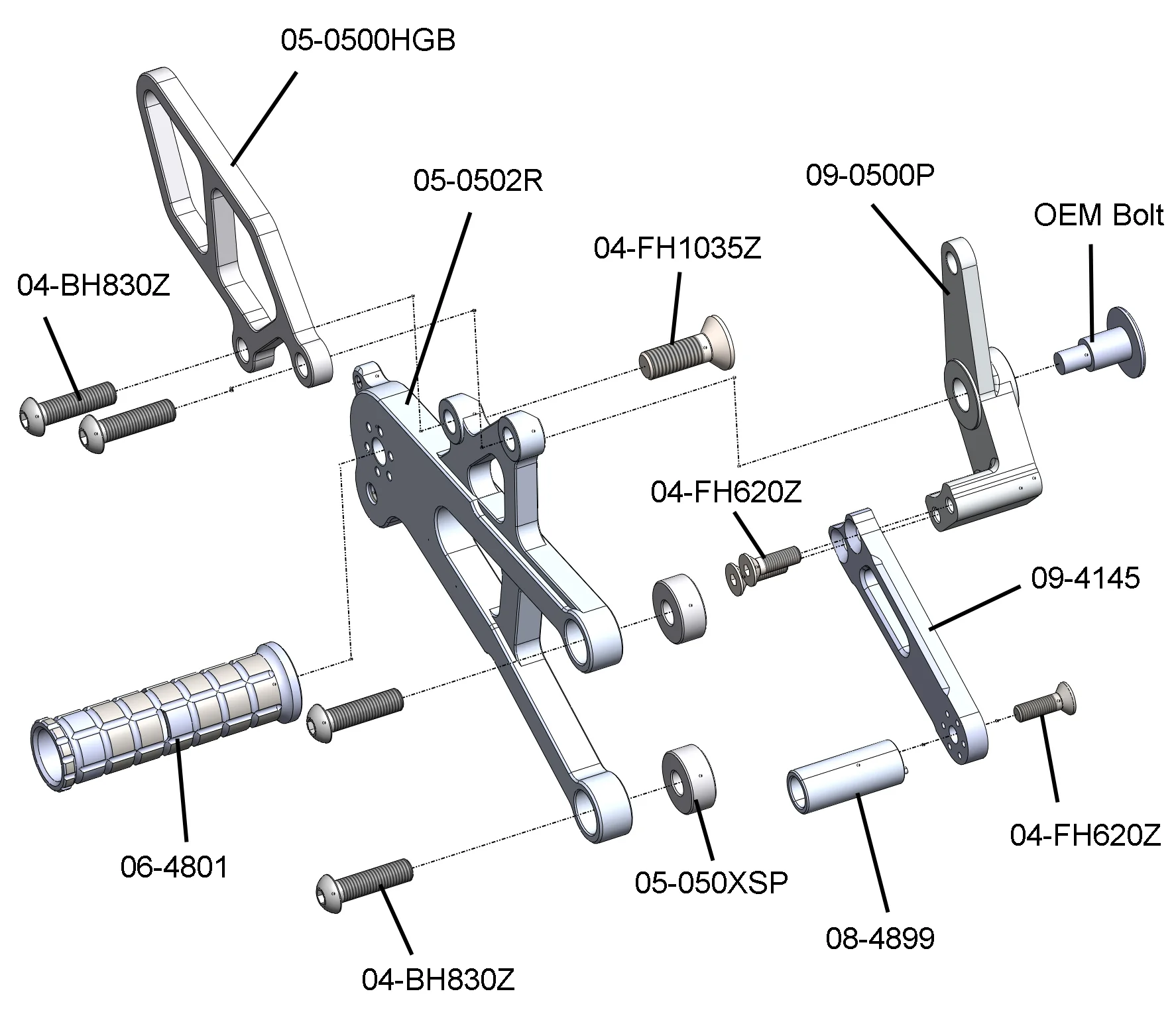 05-0500B 2006-12 Triumph Daytona 675 Rearset  - STD Shift - Image 6