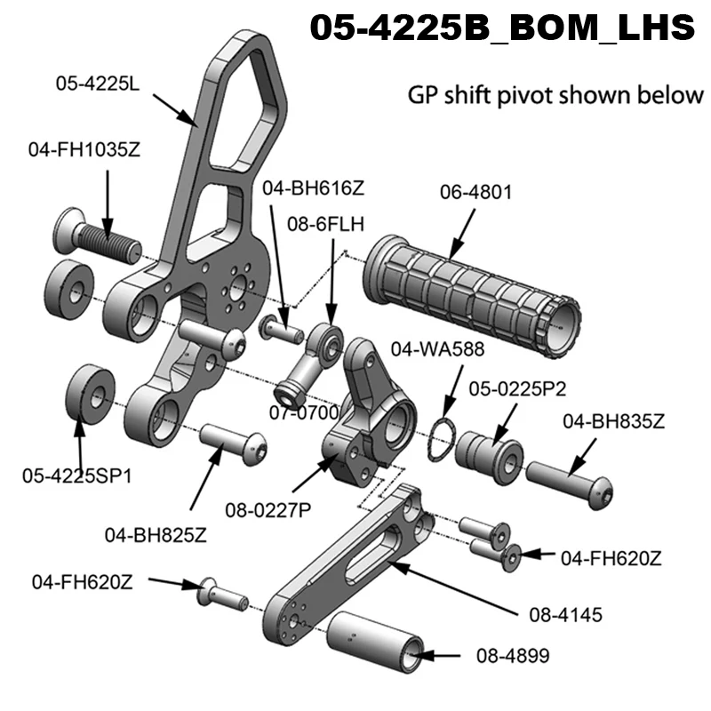 05-4225B Suzuki SV650 Rearset Complete - STD Shift - Image 6