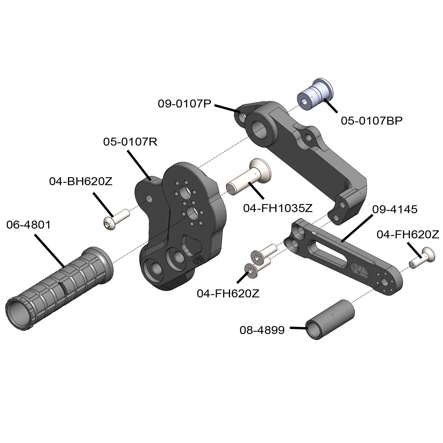 05-0107B Kawasaki Z125 Rearset Complete  - STD Shift - Image 4
