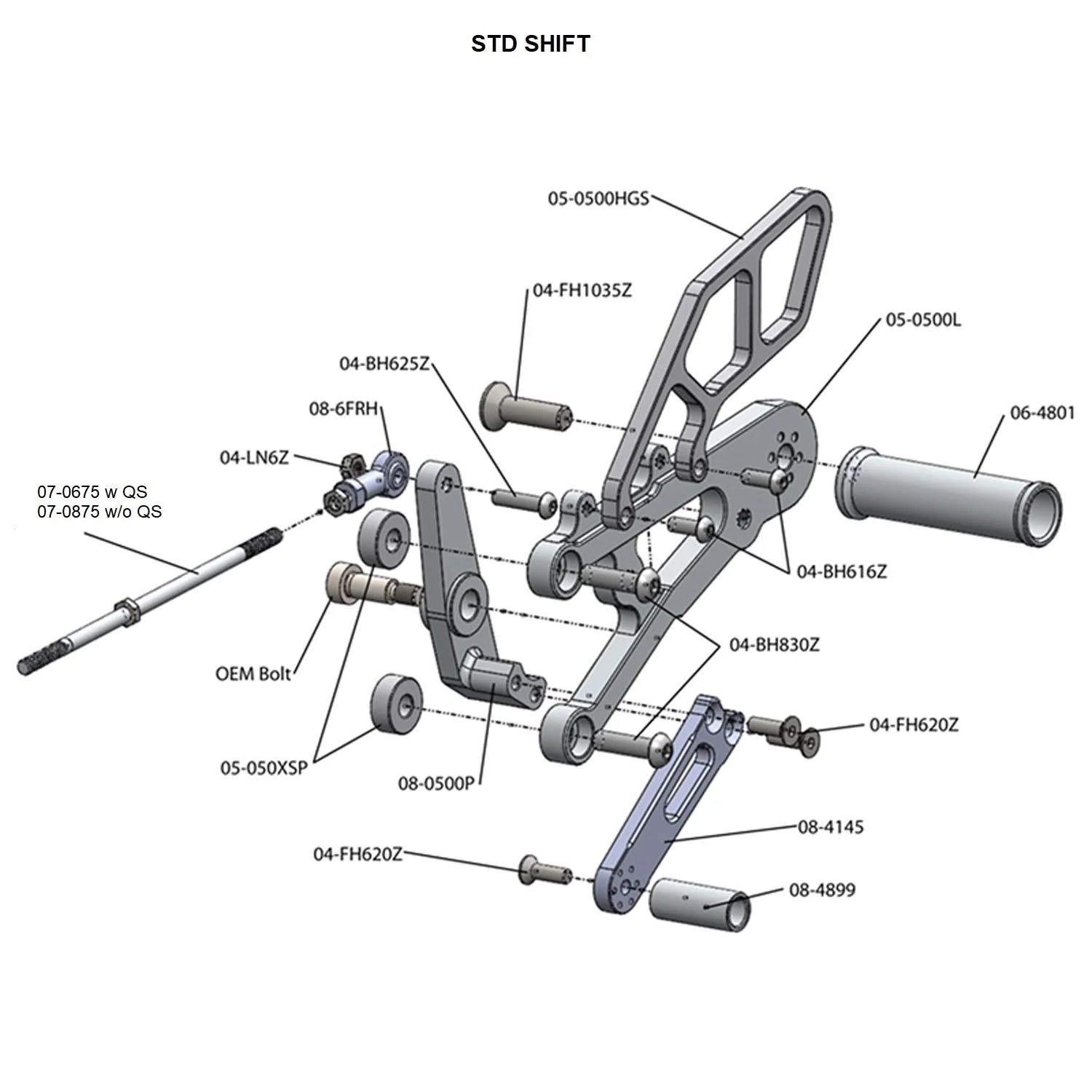 05-0504B Triumph Daytona 675R Rearset  - STD Shift w/QS - Image 5