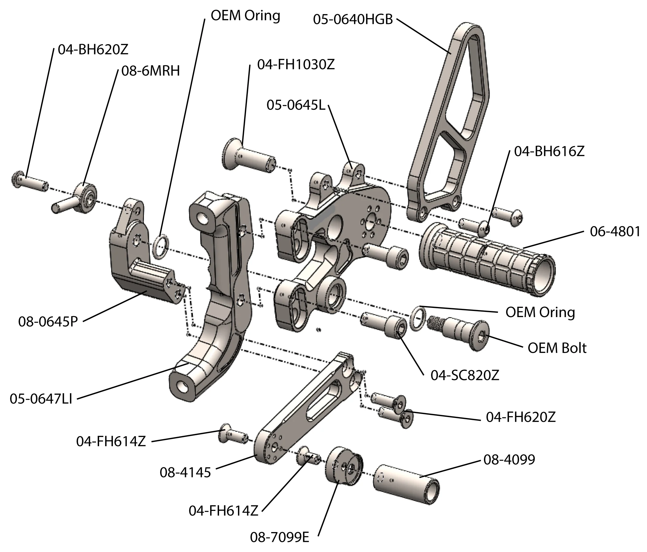 05-0647B Ducati Panigale V2 thru 2024/899/959/1199/1299 STD Shift Complete Rearset - Image 3