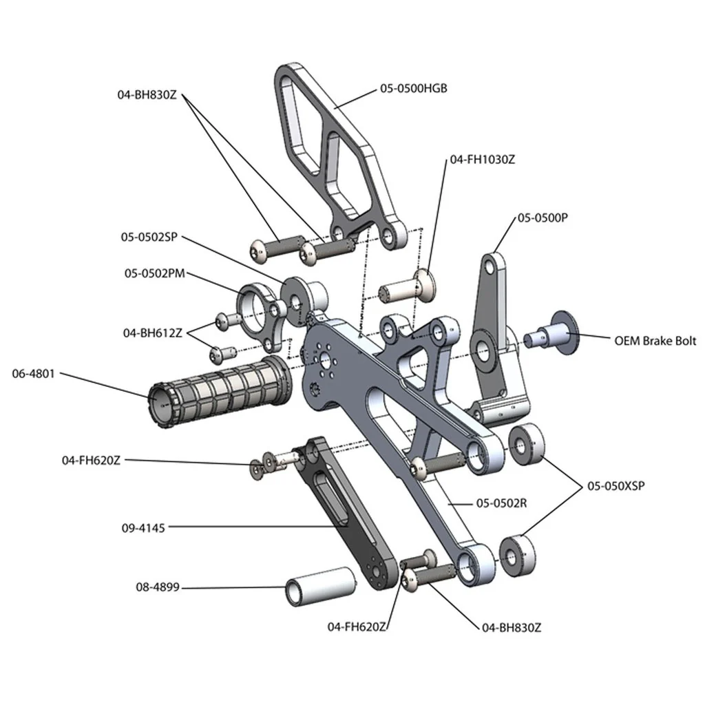 05-0513B Triumph Street Triple 765 Rearsets - STD Shift w/o QS - Image 2