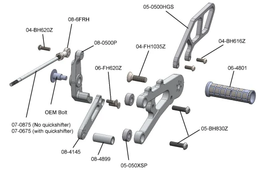 05-0513B Triumph Street Triple 765 Rearsets - STD Shift w/o QS - Image 3