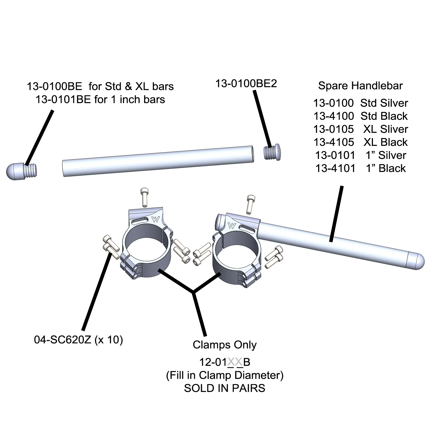 Motorcycle Clip ons for Triumph Daytona 675 / Daytona 675 R 50mm Clamp, 7/8" Bar Standard Clipon - Image 4